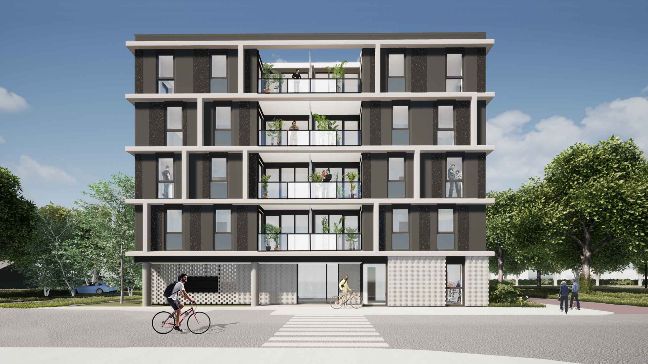 De Meker is a new residential building with 32 apartments in the social housing sector. It will be the last constructed block in the urban district Veerse Poort in Middelburg, and it is located on the border of the adjacent Nieuw Middelburg district. The unique position between the two districts adds to the spatial urban quality of the apartment block.